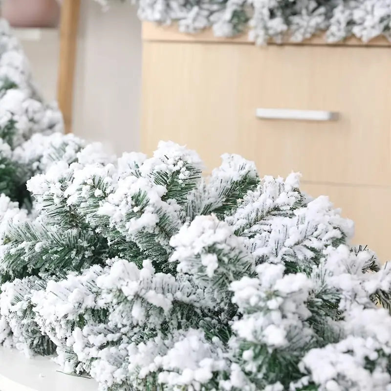 NNETM Snow Flocked Christmas Garland: Winter Frosted Pine for Festive Decor-4