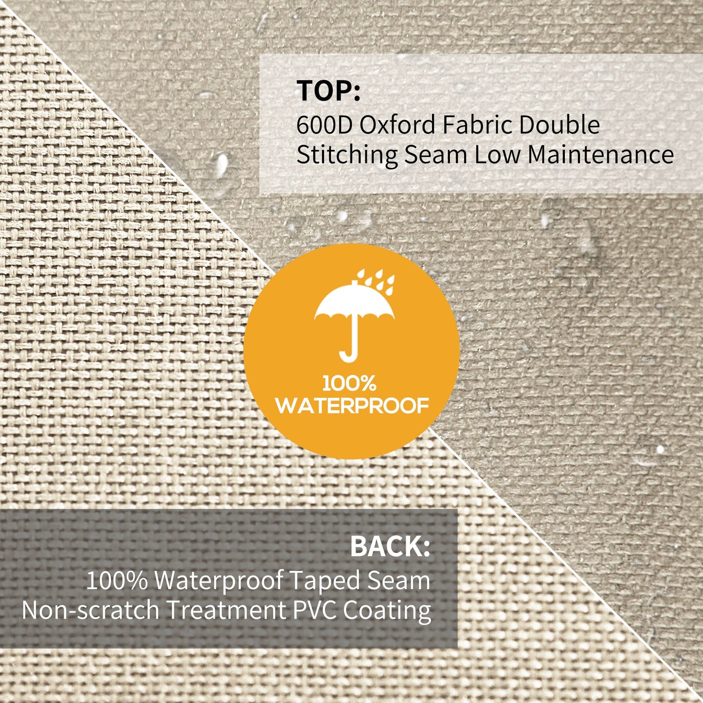 1 Piece Waterproof 3 Seat Rattan Patio Furniture Cover - 600D Oxford Cloth-3