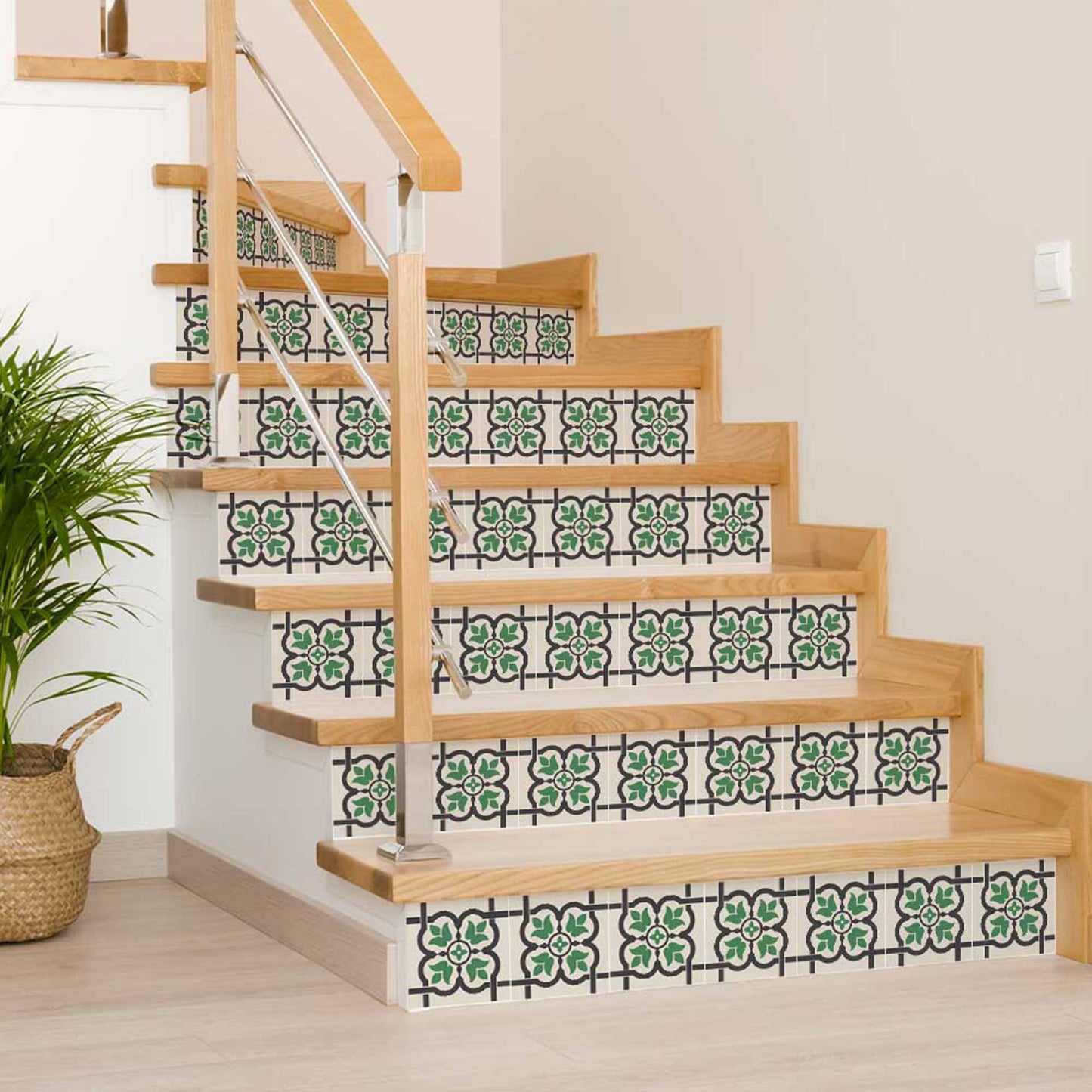Bathroom peel and stick Green flower look tile stickers Model - B103-3