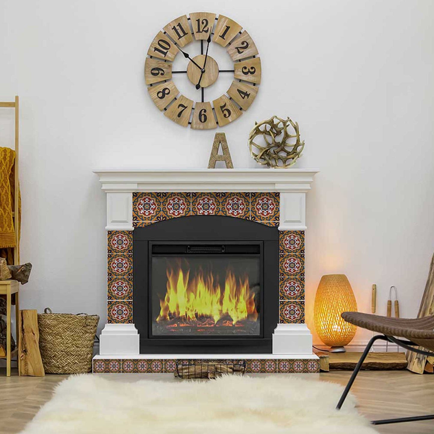 Orange and Red water and heat resistant Tile Stickers for fireplaces Model - C2-4