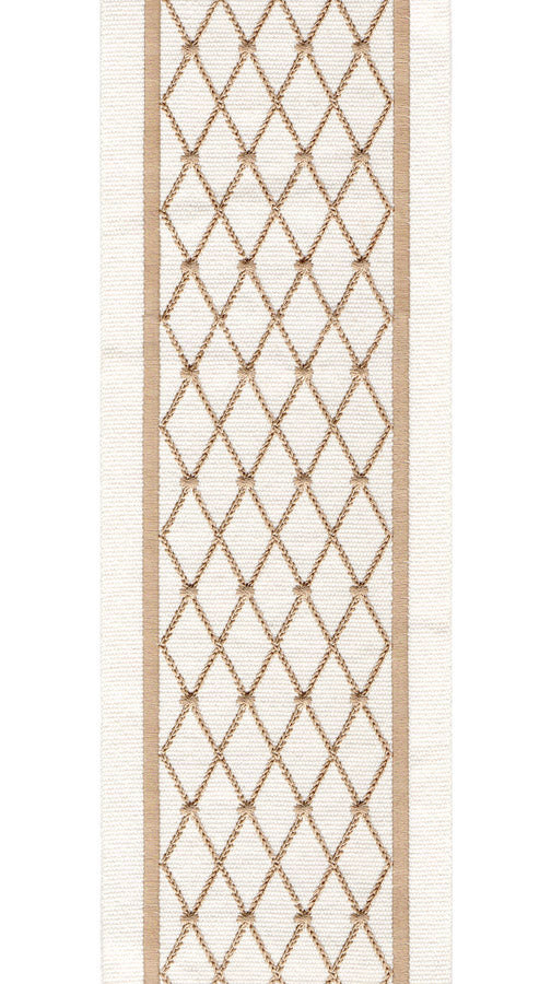 Embroidered Lattice Trim | 10cm Wide Cotton Canvas Border Lace | Curtain, Cushion & Craft Trimming by the Metre-4