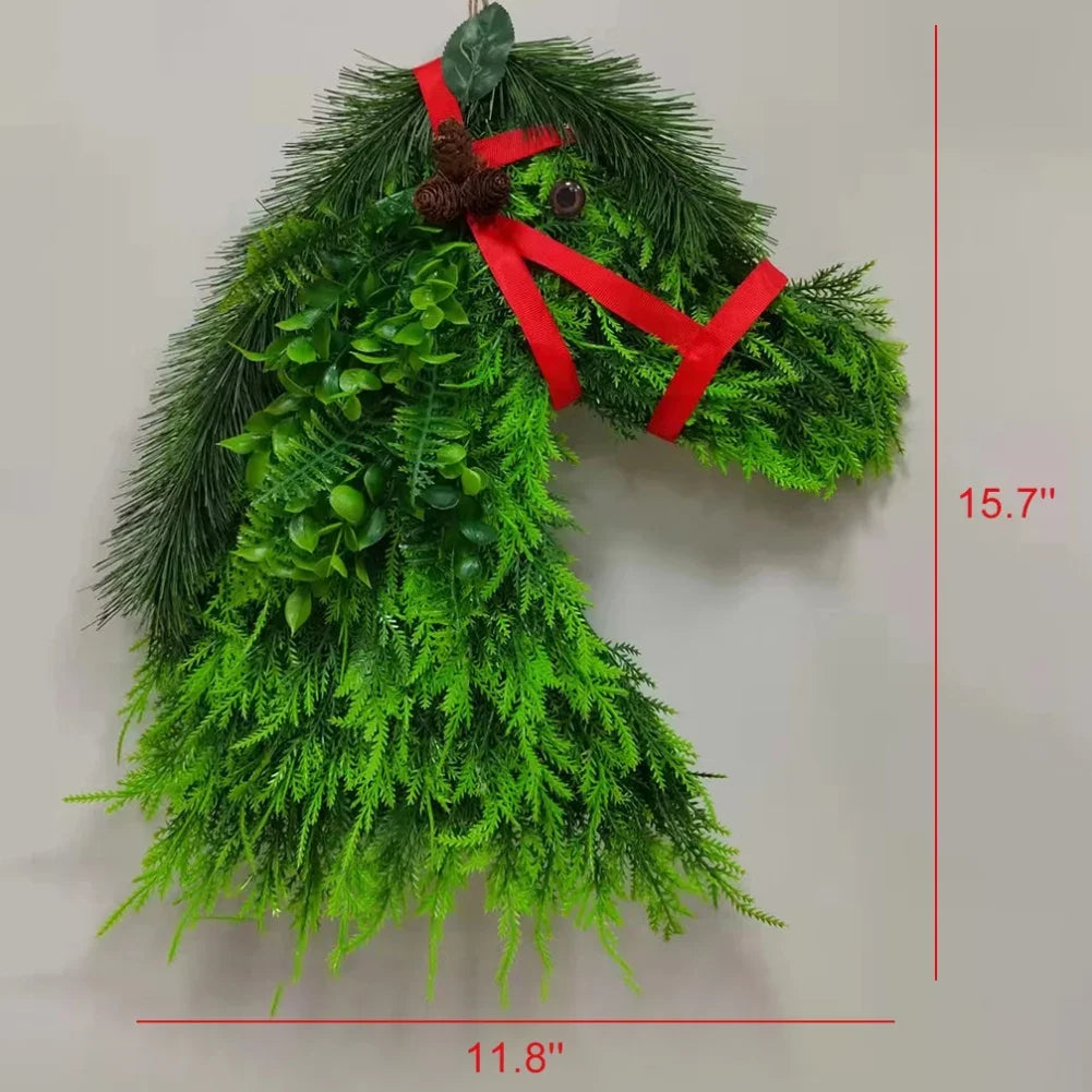 Christmas Horsehead Pine Needle Garland Decoration-3