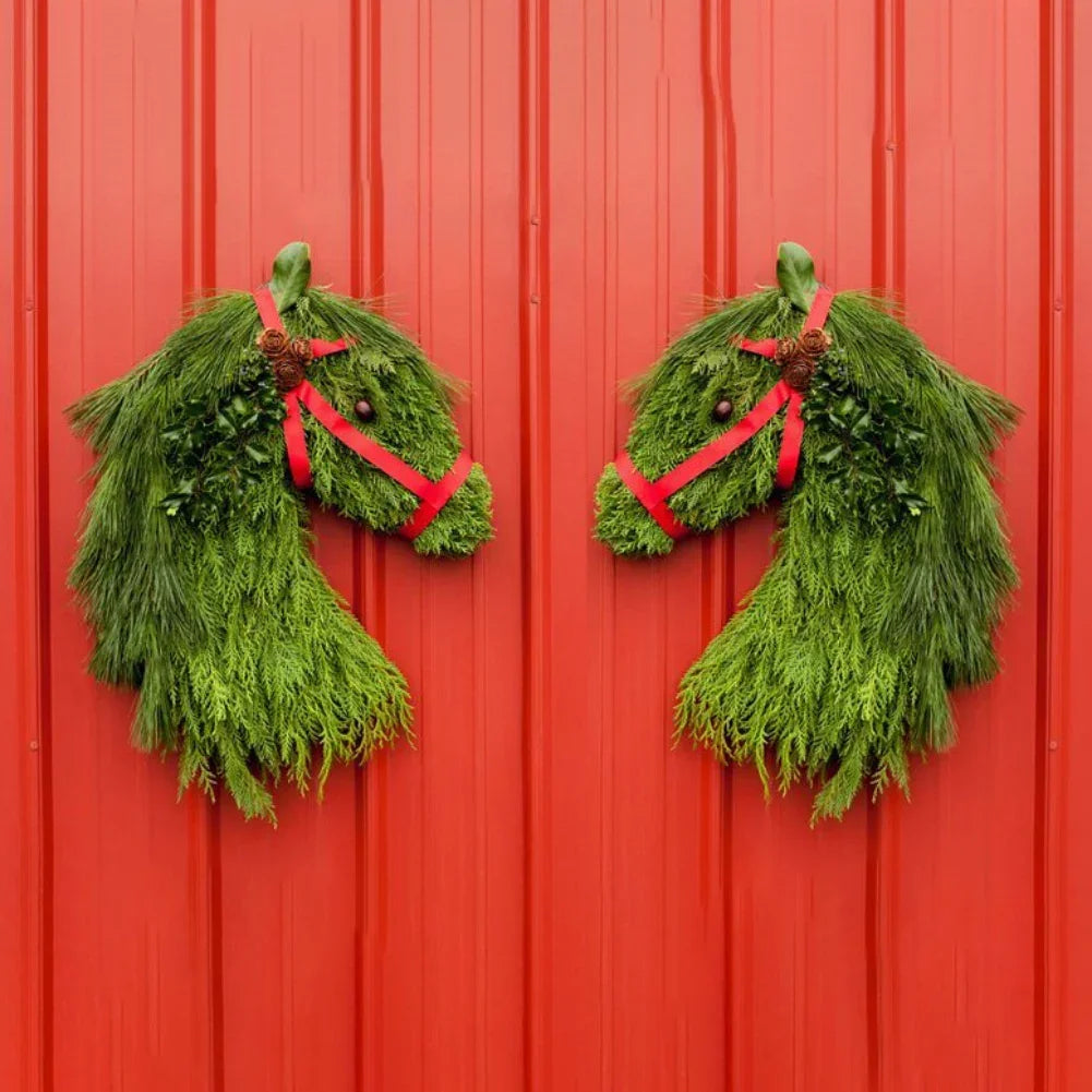 Christmas Horsehead Pine Needle Garland Decoration-1