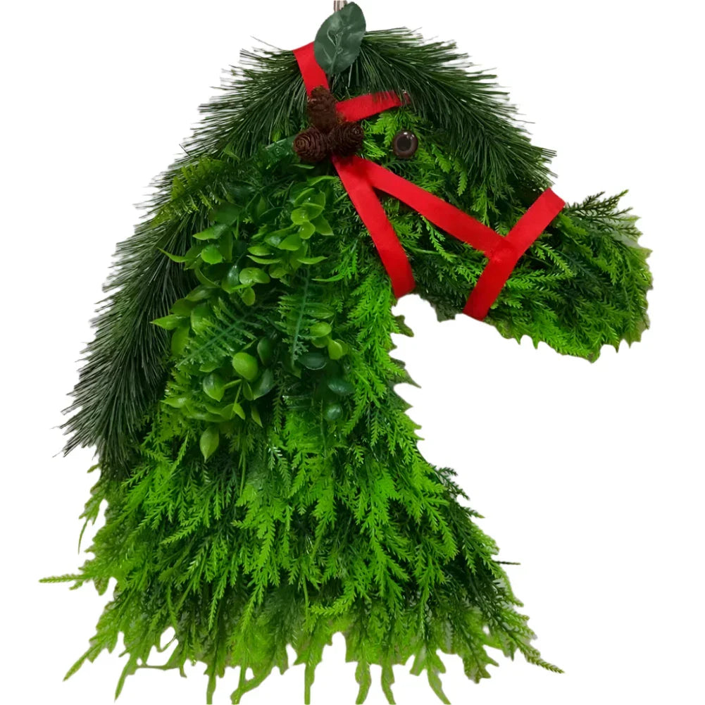 Christmas Horsehead Pine Needle Garland Decoration-0