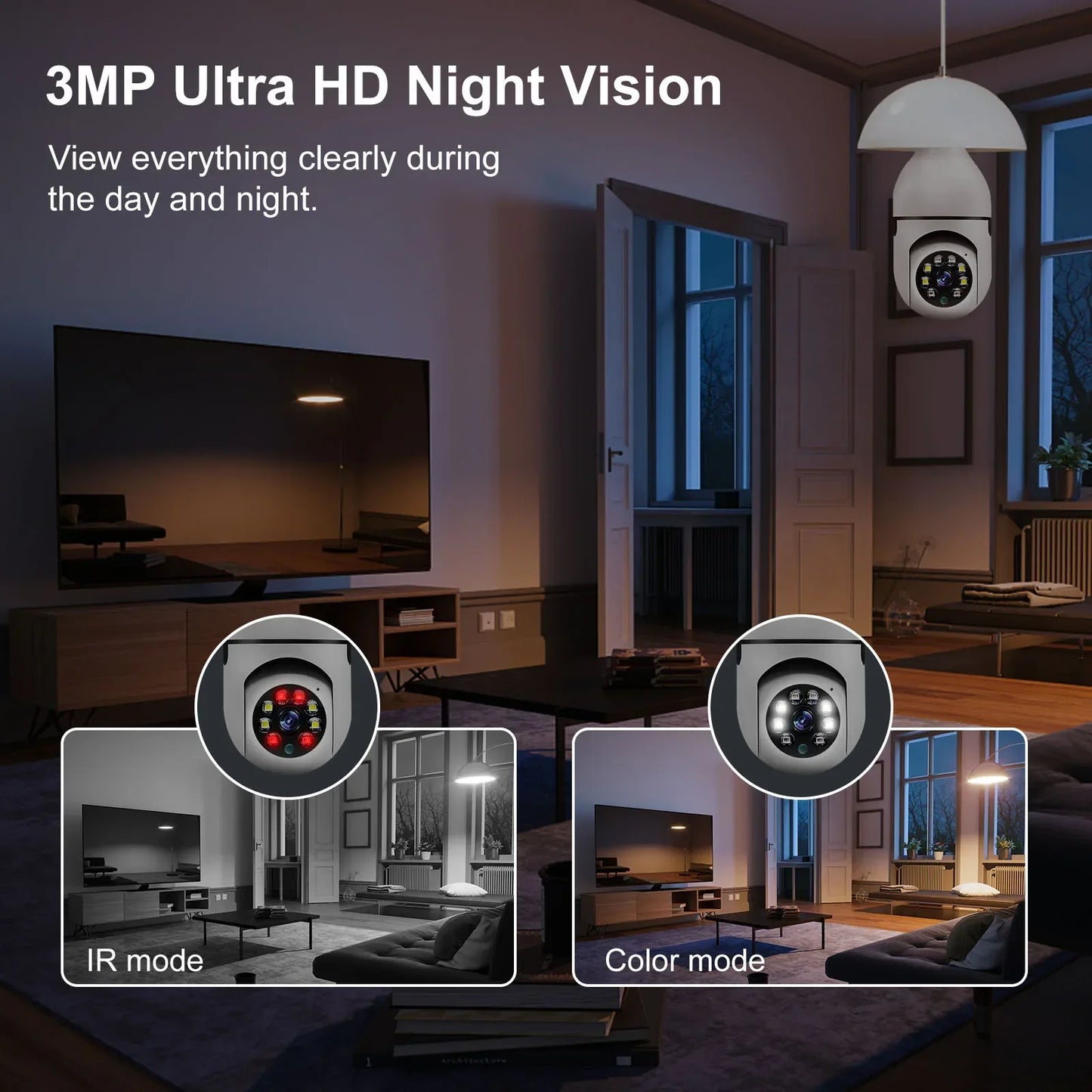 E27 Wifi Camera Bulb 3MP with Night Vision-4