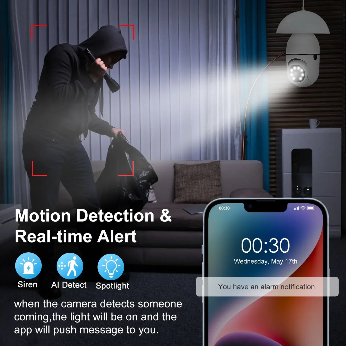E27 Wifi Camera Bulb 3MP with Night Vision-3