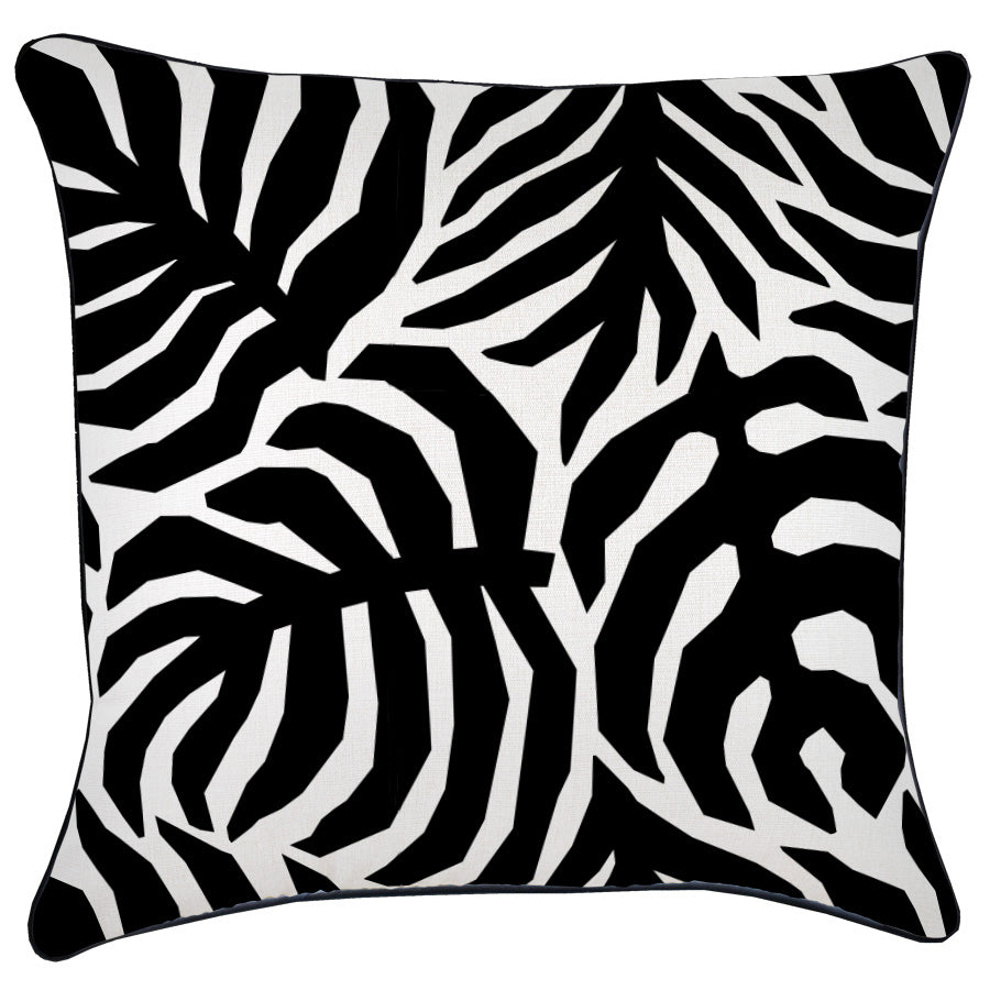 Cushion Cover-With Black Piping-Casa Palms Black-60cm x 60cm-0