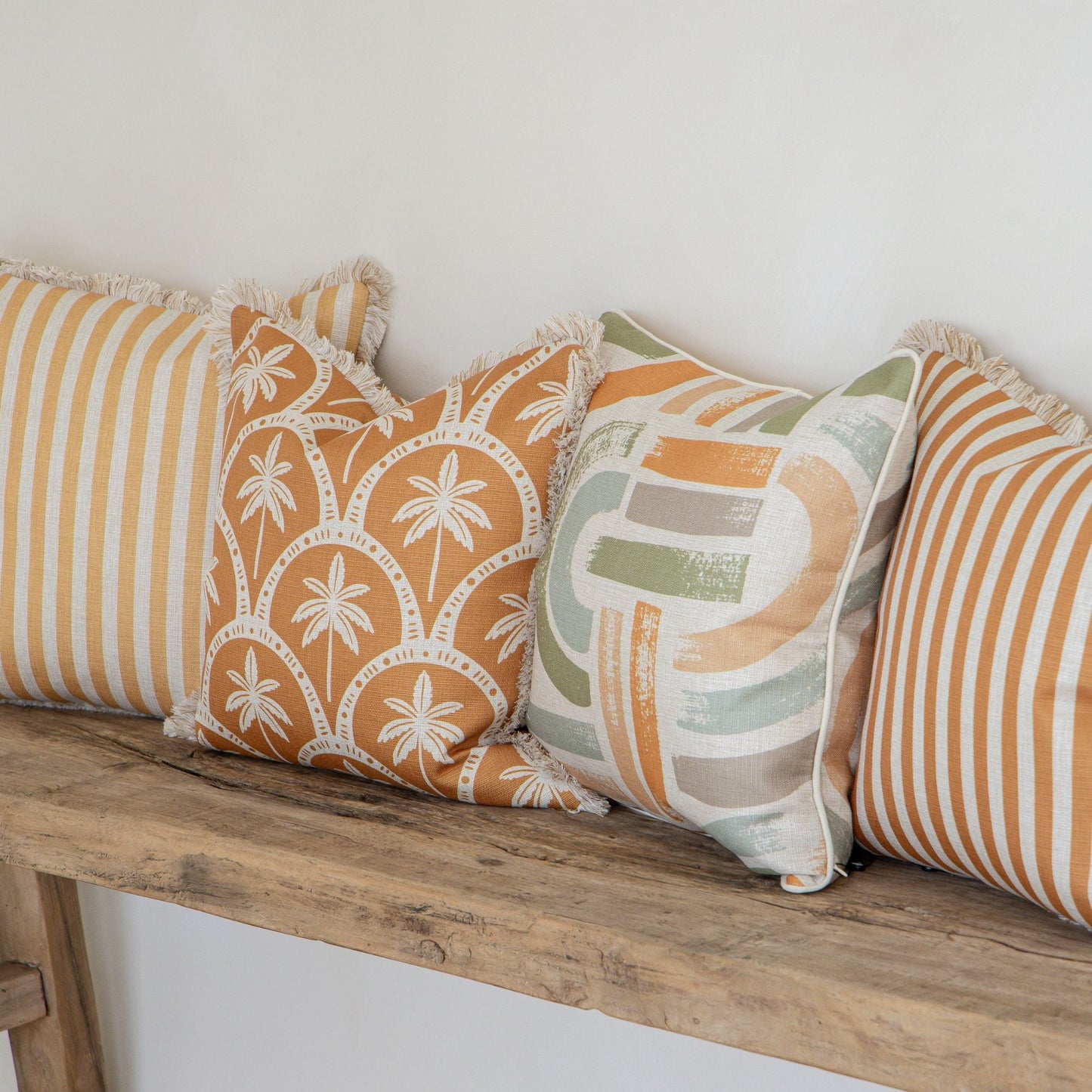 Cushion Cover-Coastal Fringe-Candy Stripe Rust-45cm x 45cm-4