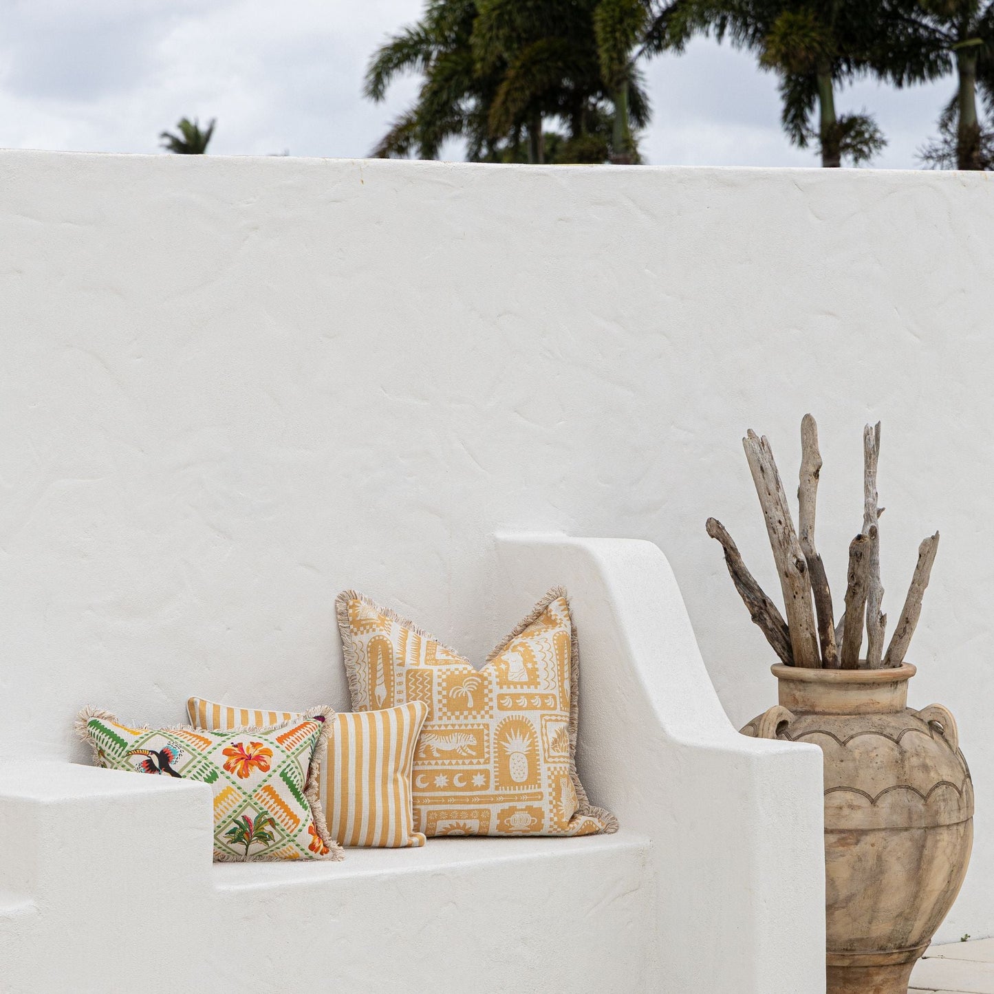 Cushion Cover-Coastal Fringe-Naxos Mustard-60cm x 60cm-4