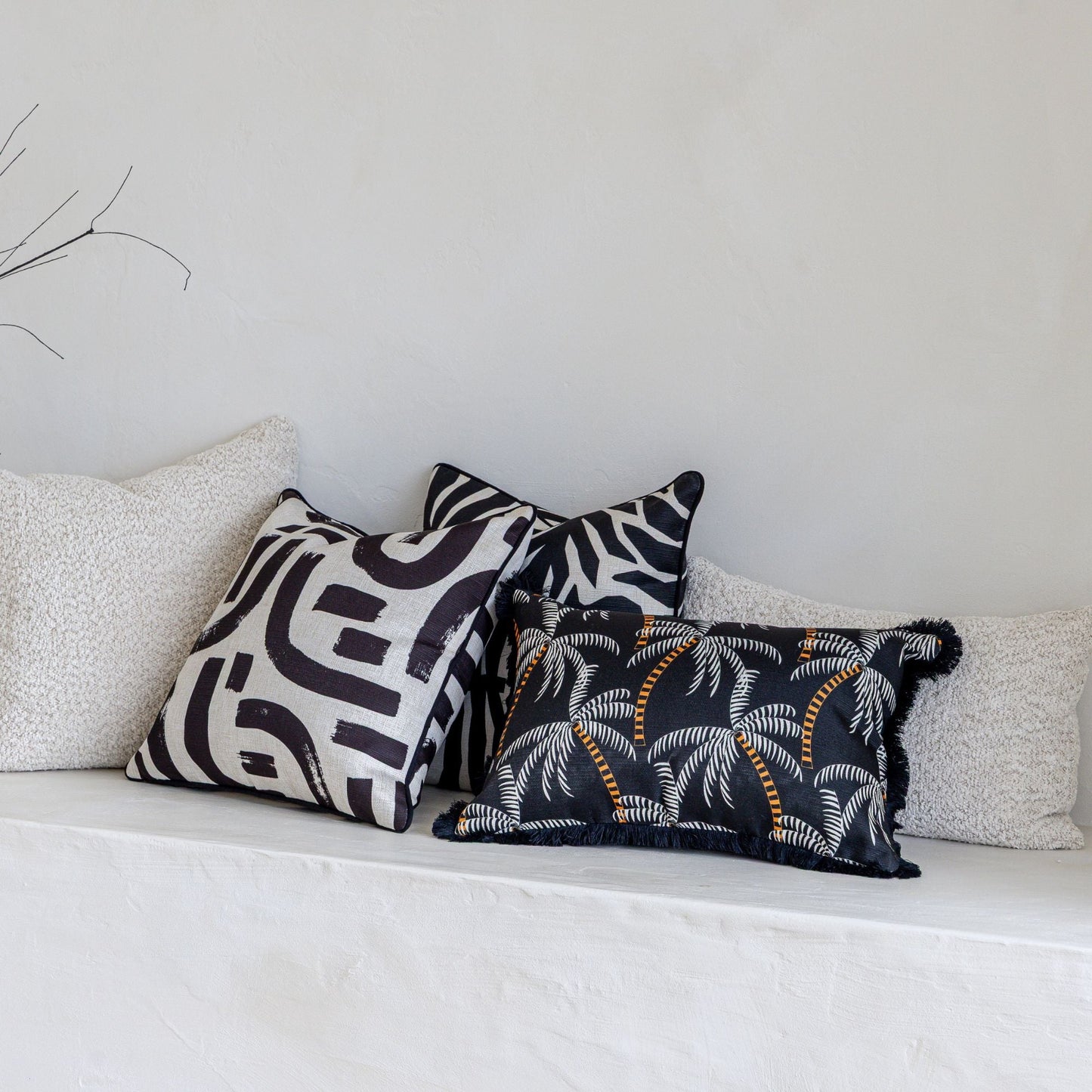 Cushion Cover-Coastal Fringe Black-Tavarua-35cm x 50cm-4