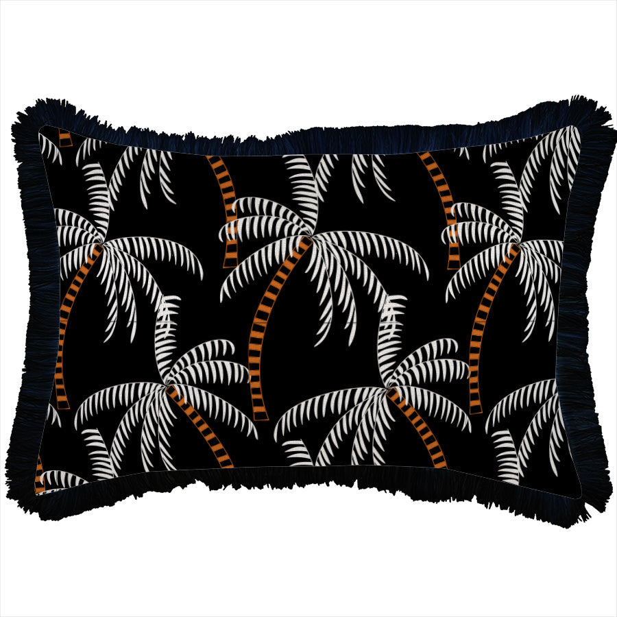 Cushion Cover-Coastal Fringe Black-Tavarua-35cm x 50cm-0