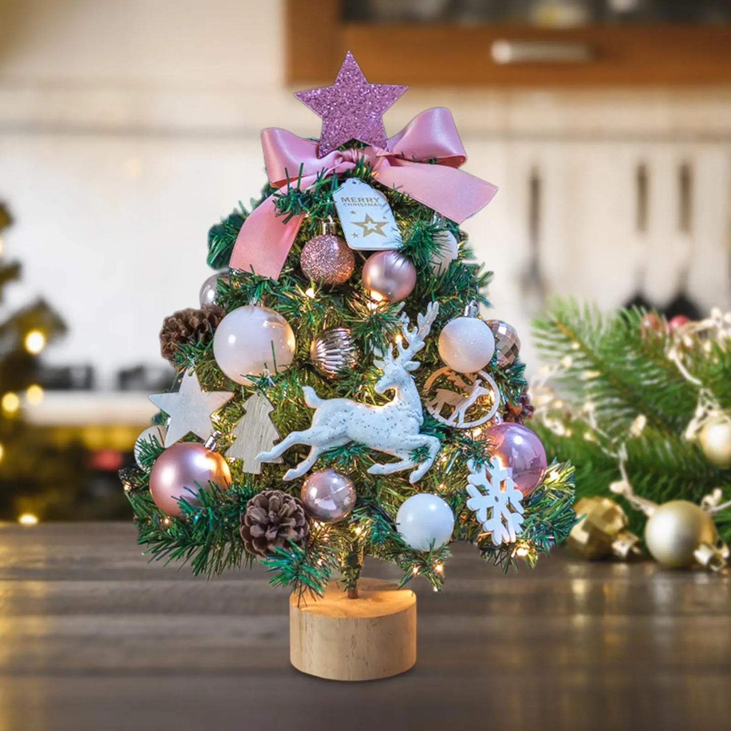 Mini Christmas Tree with Lights for Tabletop Decor-1