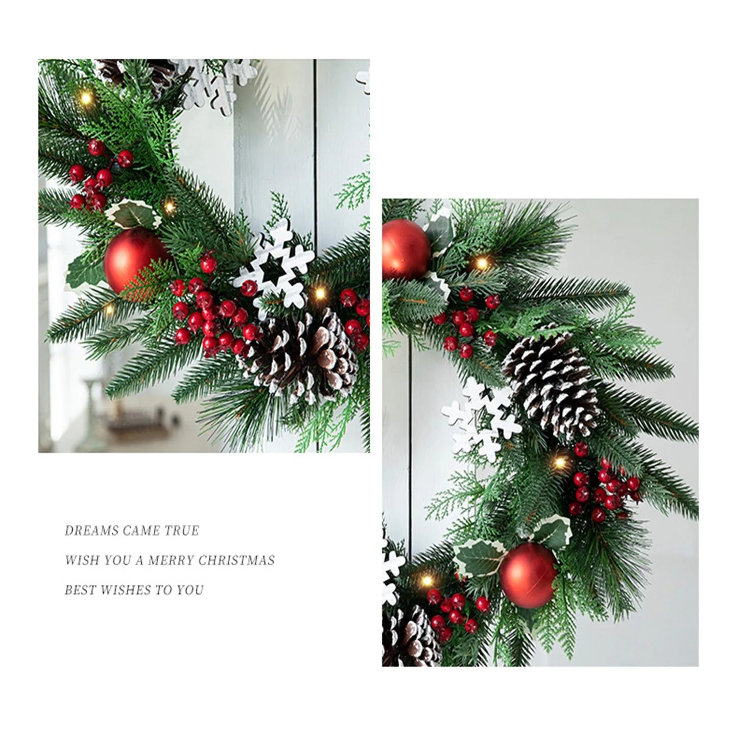 NNEOBA Artificial Christmas Wreath Door Hanging Decor-4