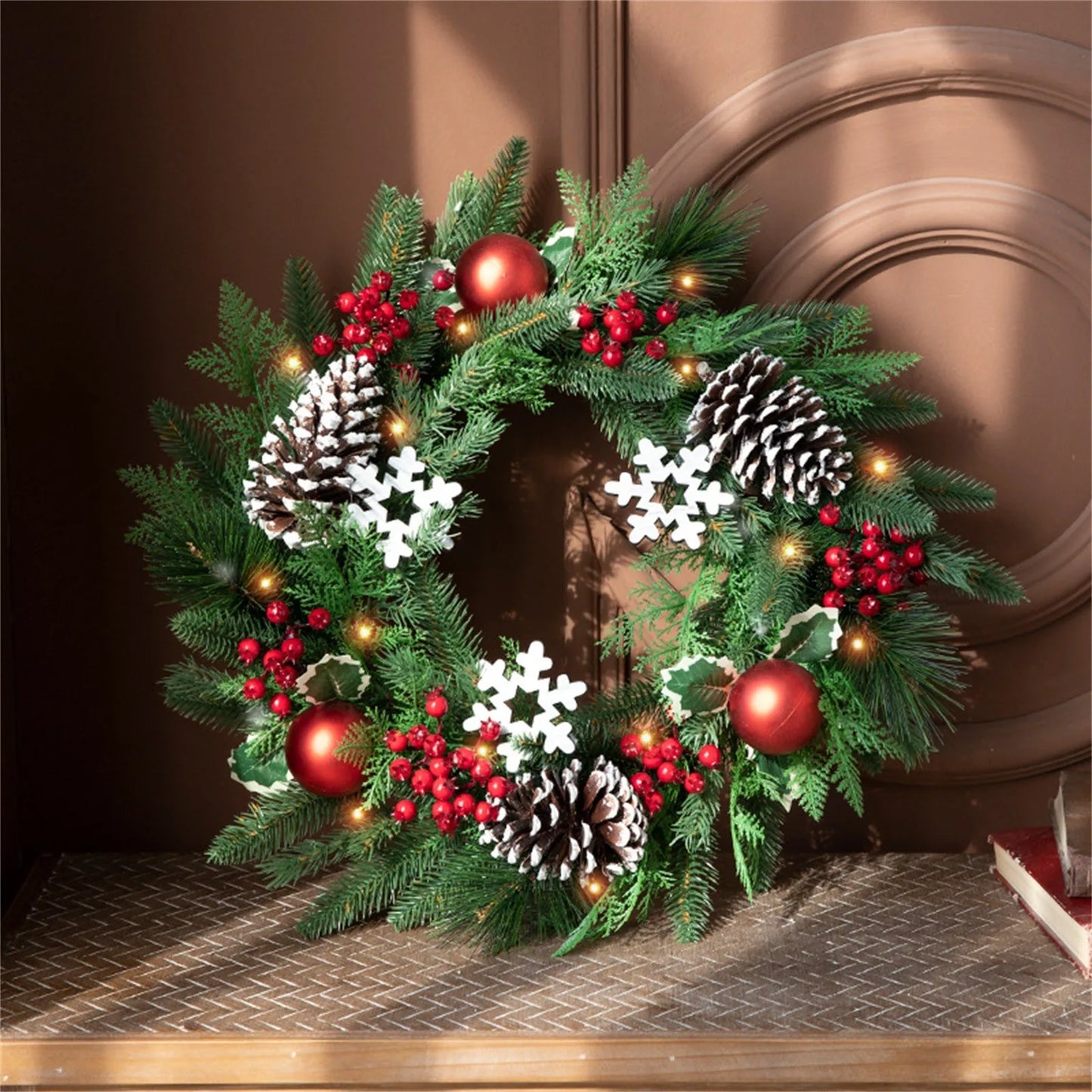 NNEOBA Artificial Christmas Wreath Door Hanging Decor-3