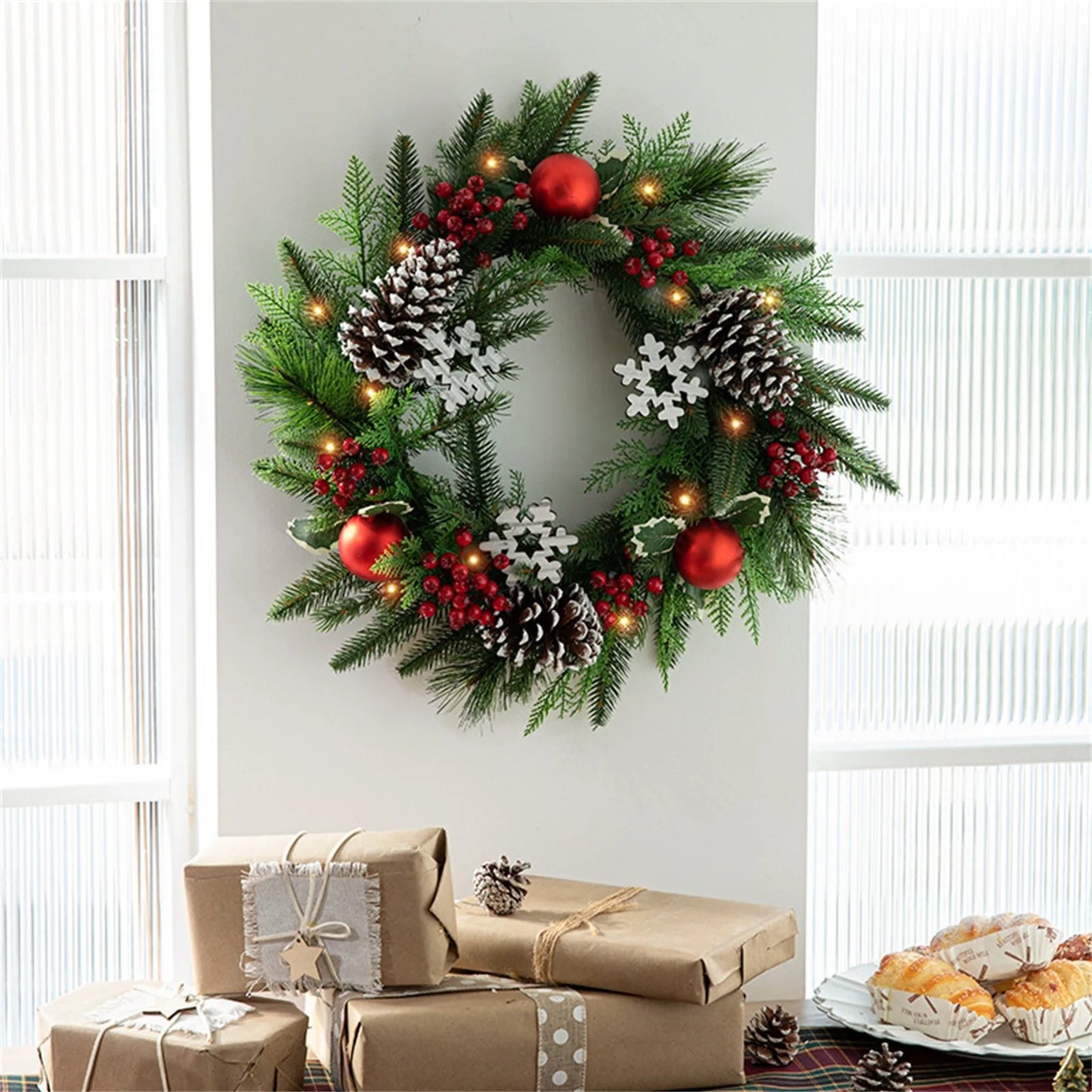 NNEOBA Artificial Christmas Wreath Door Hanging Decor-2