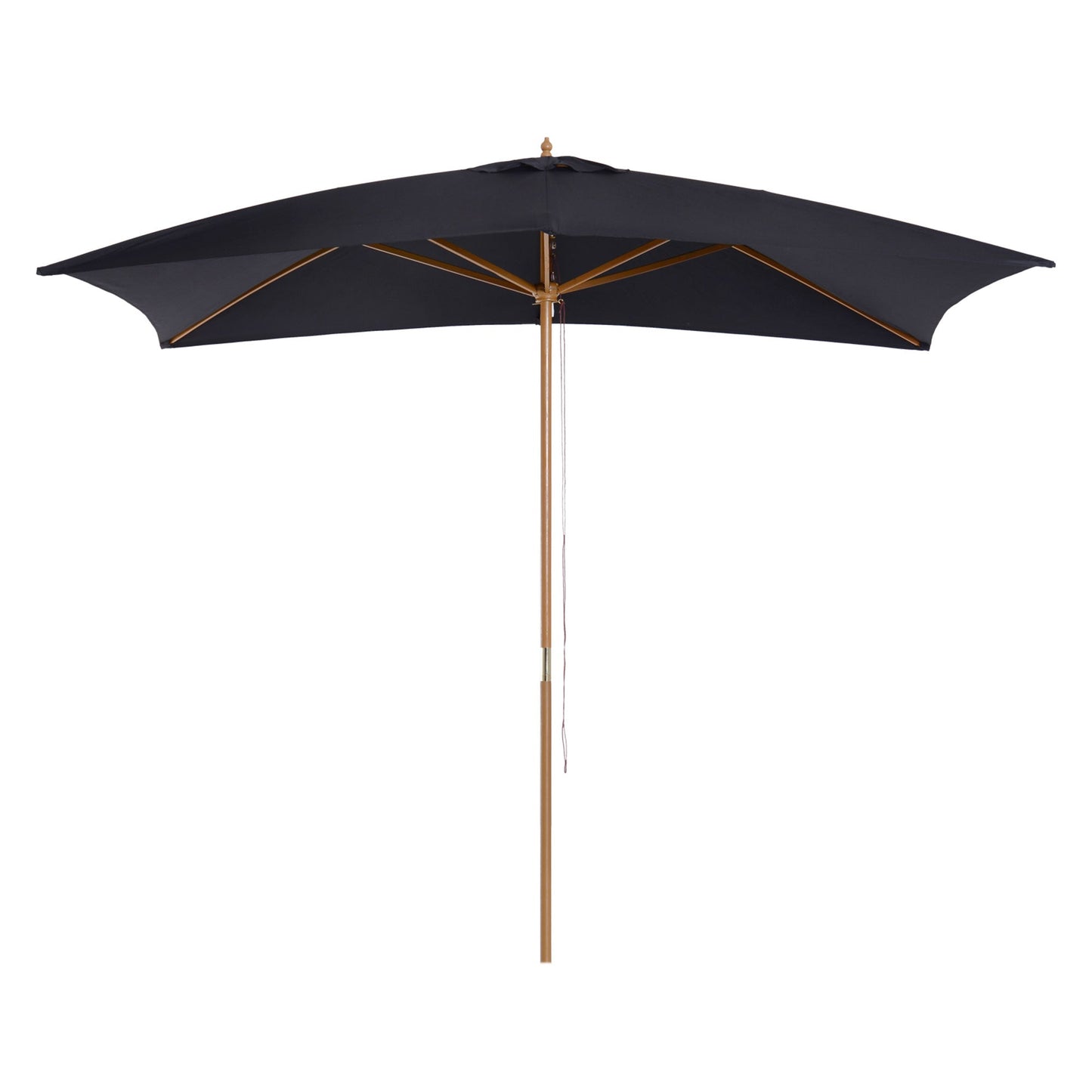 Wooden Garden Patio Parasol Umbrella with Vent - Black-0