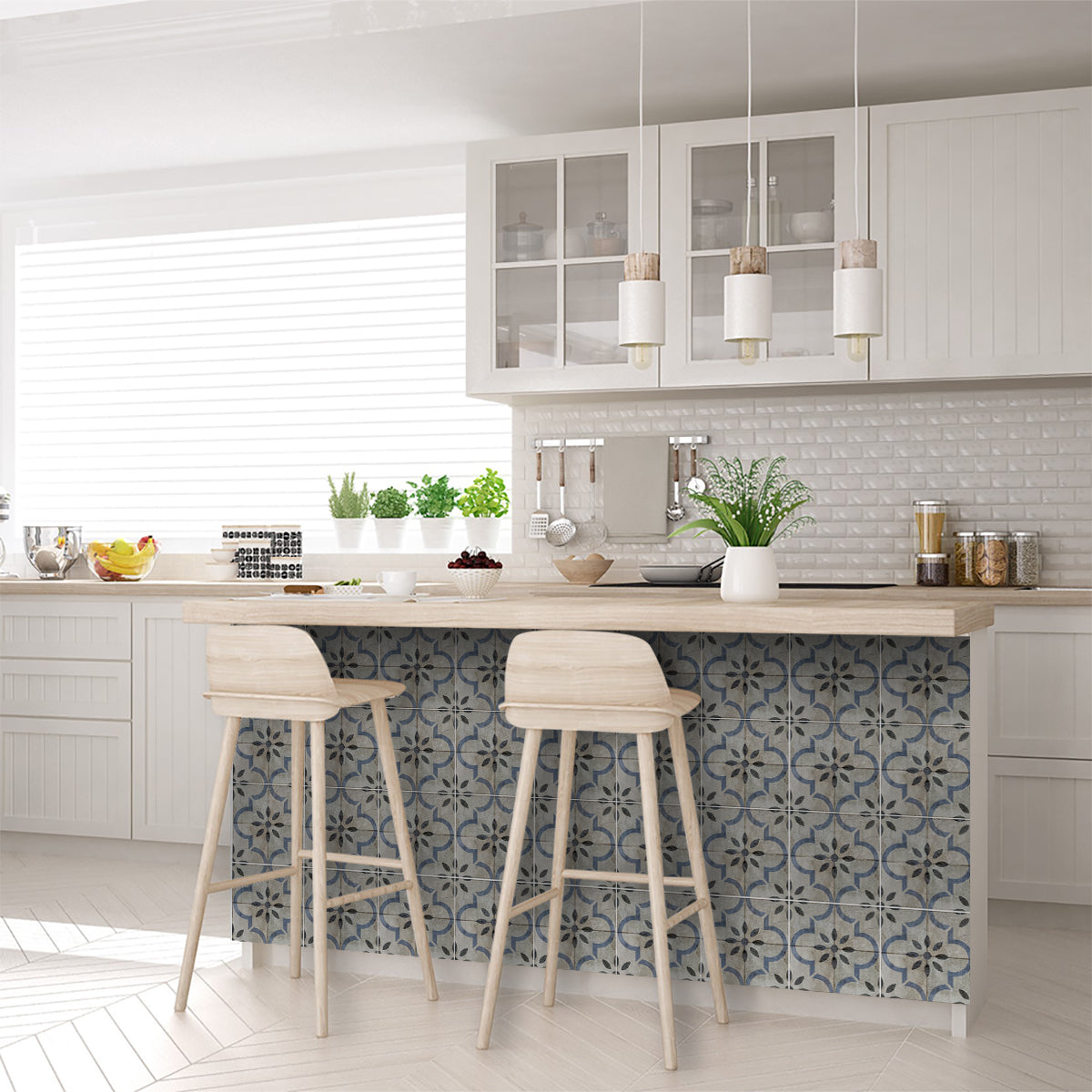 Retro Vintage Rustic Grey and Blue Peel and Stick wall tiles Model - R61-4