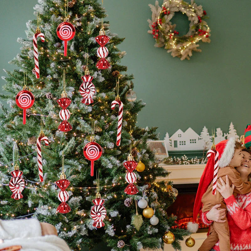 Sparkling 6-Piece Christmas Lollipop Candy Cane Pendant Ornaments Set-2
