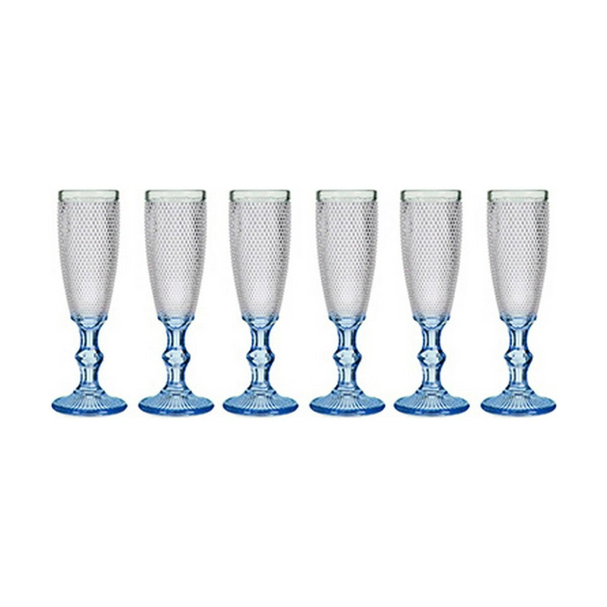 Champagne glass Vivalto PR05720ZD/BHA6 BLUE Blue Transparent Glass 180 ml Points (6 Units)-1