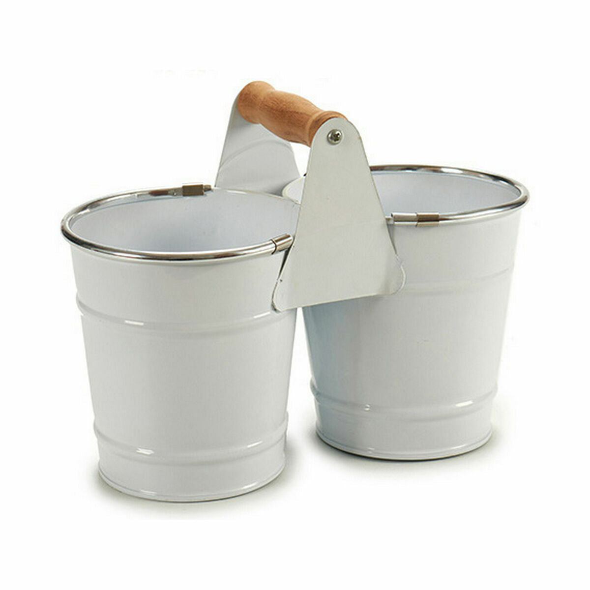 Planter Ibergarden D60088-D White Silver Wood Zinc Double 20 x 15 x 10,2 cm (24 Units)-1