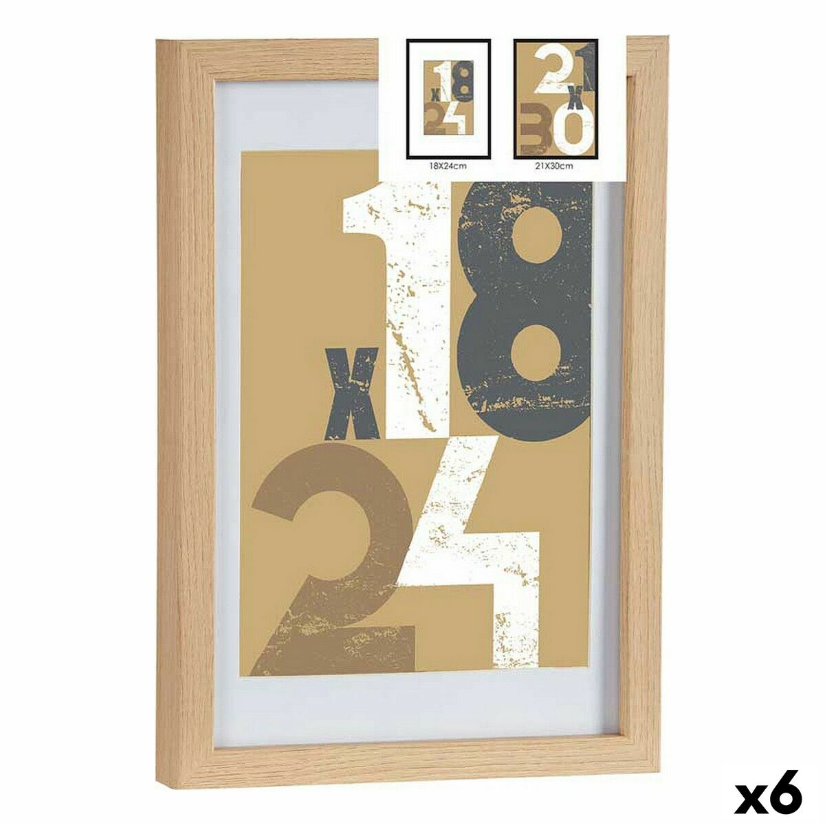 Photo frame 24 x 2,5 x 32,5 cm Natural Glass MDF Wood (6 Units)-0