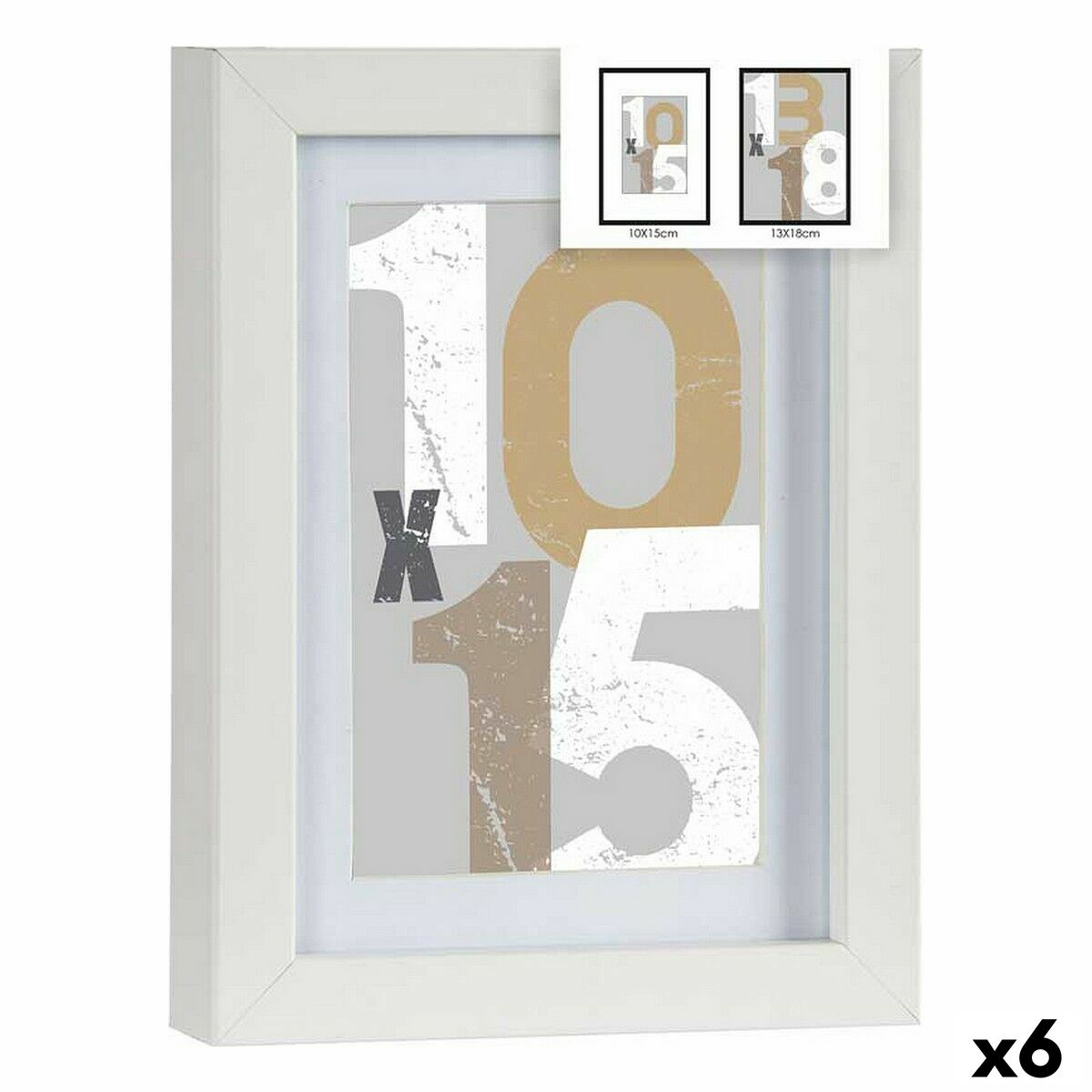 Photo frame White Glass MDF Wood 16 x 21 x 2,5 cm (6 Units)-0