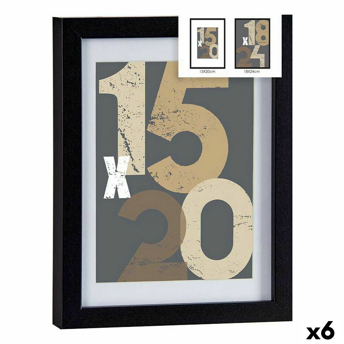 Photo frame 20,5 x 2,5 x 26,5 cm Black Glass MDF Wood (6 Units)-0