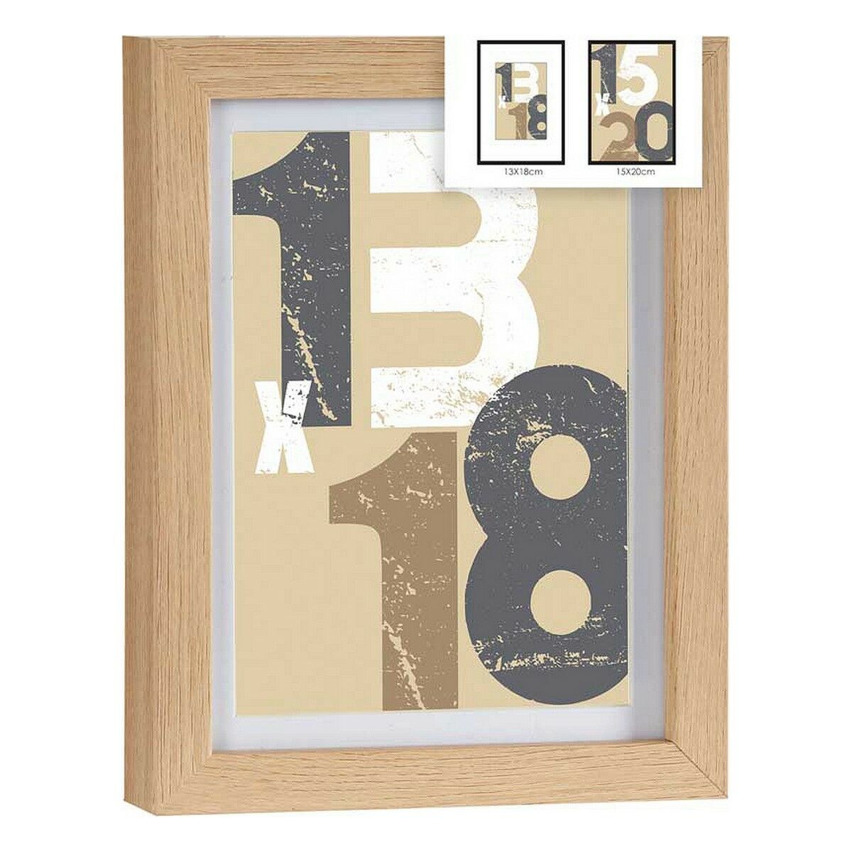 Photo frame 18 x 23 x 2,5 cm Natural Glass MDF Wood (6 Units)-1