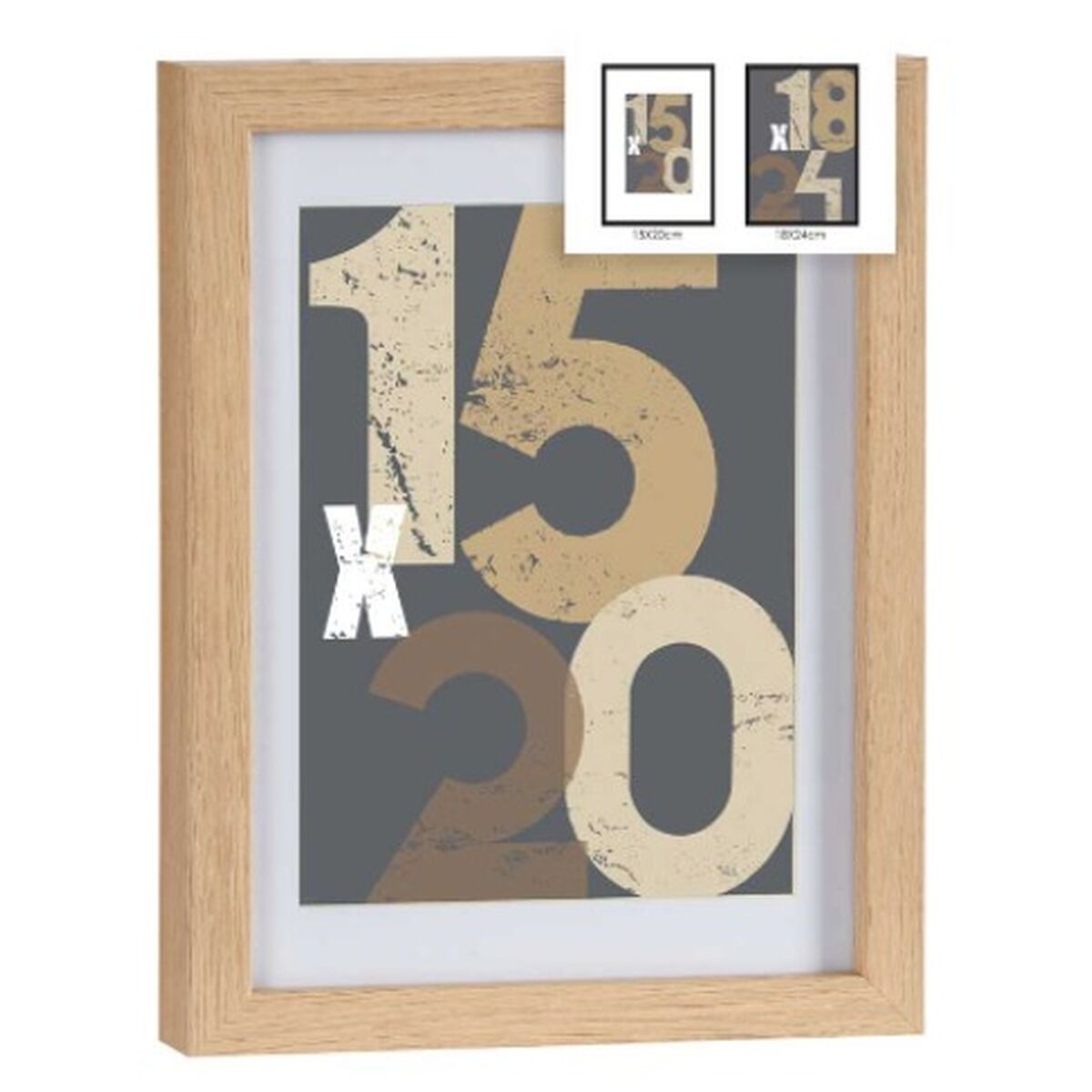 Wall photo frame Natural Glass MDF Wood 20,5 x 2,5 x 26,5 cm (6 Units)-1