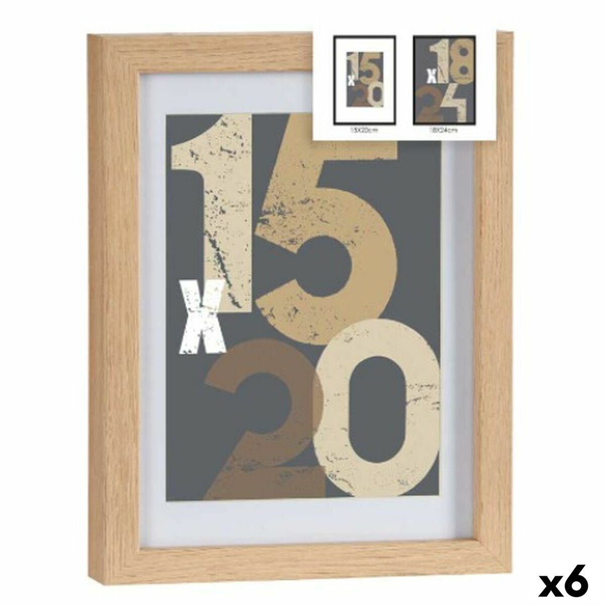 Wall photo frame Natural Glass MDF Wood 20,5 x 2,5 x 26,5 cm (6 Units)-0