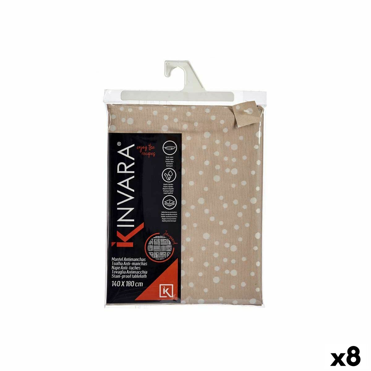 Stain-proof tablecloth Kinvara BABEL BEIGE 41 White Beige Jacquard Anti-stain Spots 140 x 180 cm (8 Units)-0