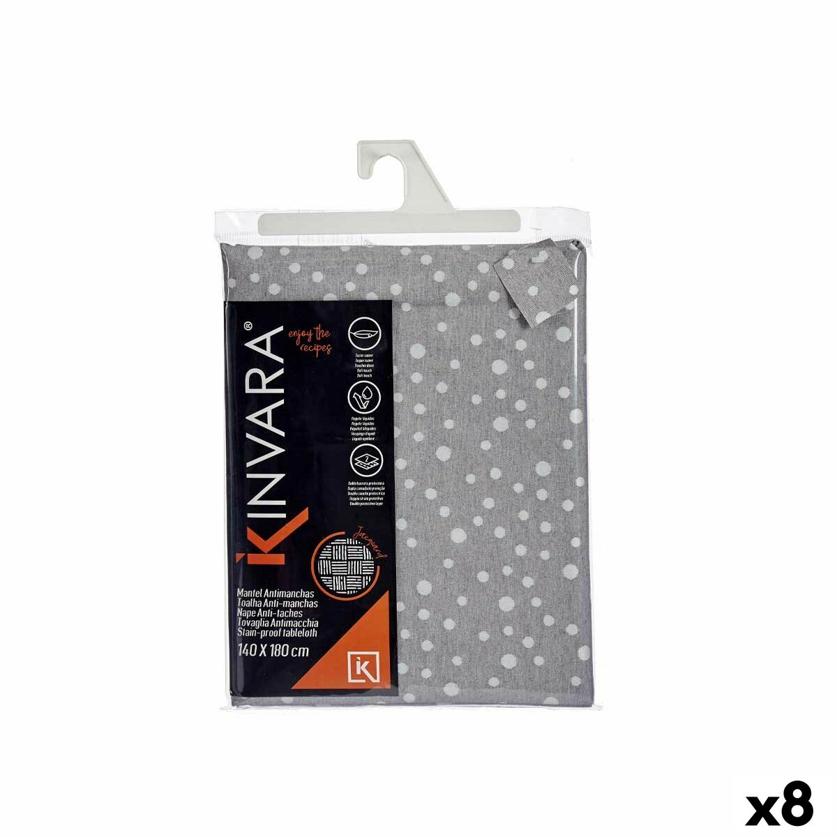 Stain-proof tablecloth Kinvara BABEL GRIS 42 White Grey Jacquard Anti-stain Spots 140 x 180 cm (8 Units)-0