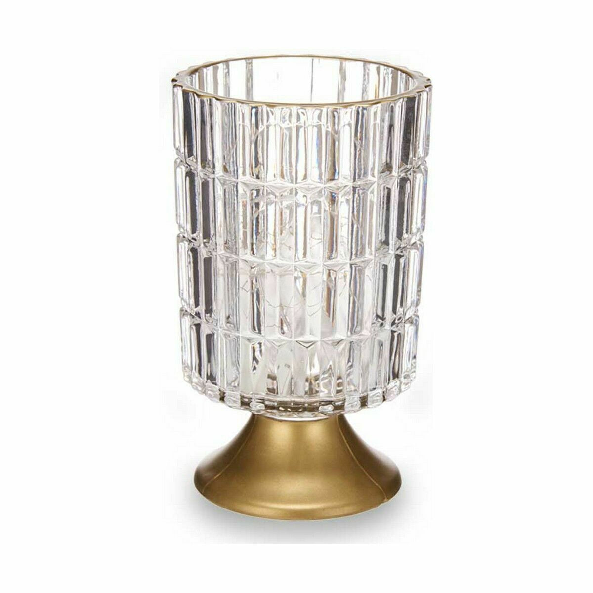 LED Lantern Transparent Golden Glass 10,7 x 18 x 10,7 cm (6 Units)-2