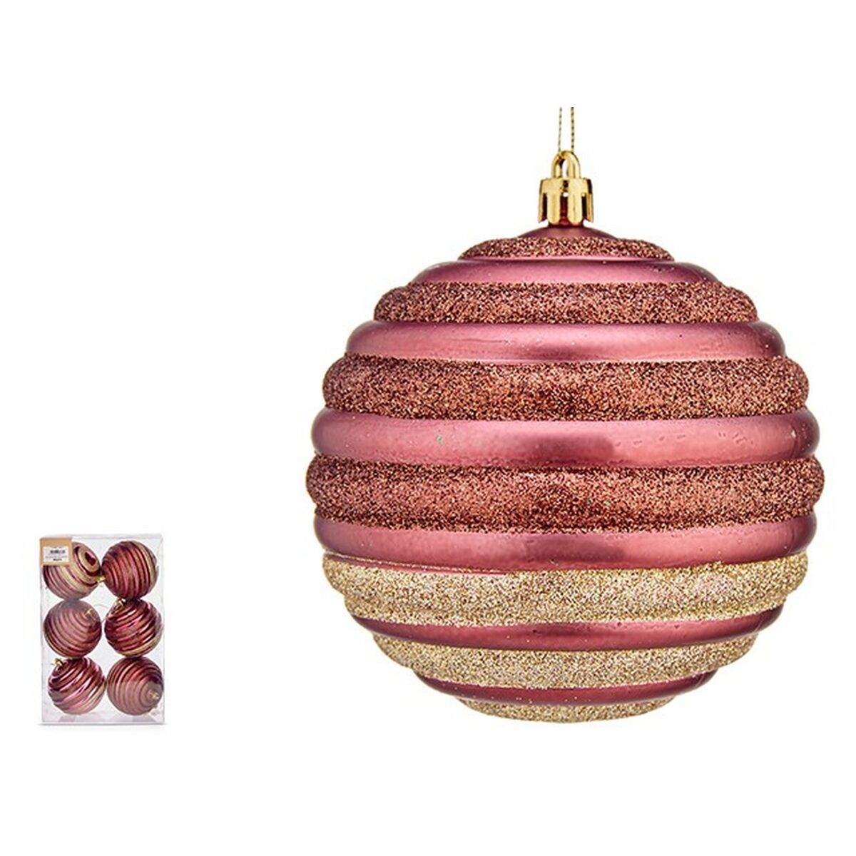 Set of Christmas balls Krist+ 00872 Pink Plastic Circles (6 Units)-1
