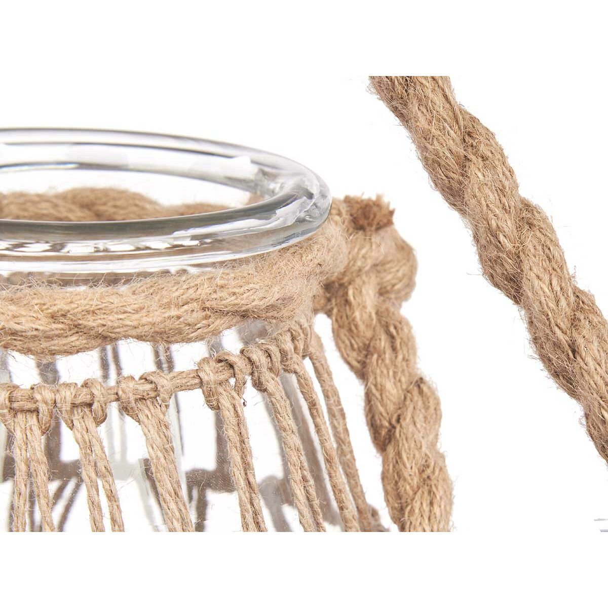Candleholder Tin Transparent Natural Glass Rope 14 x 21 cm (6 Units)-1