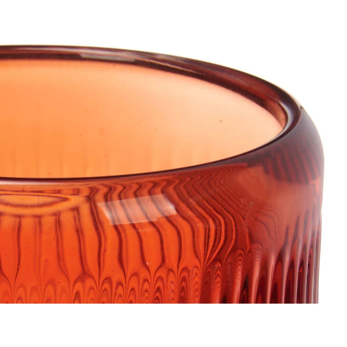 Candleholder Stripes Orange Crystal 9 x 9,5 x 9 cm (12 Units)-2