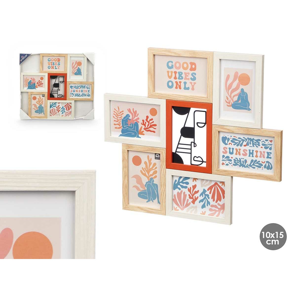 Photo frame 411408H Multicolour Metal MDF Wood (6 Units)-3