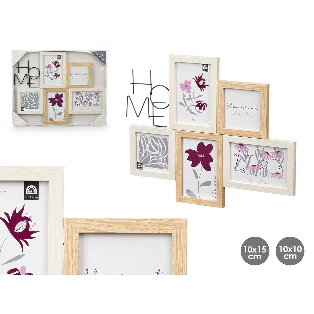 Photo frame 411408K Natural Metal MDF Wood (8 Units)-3