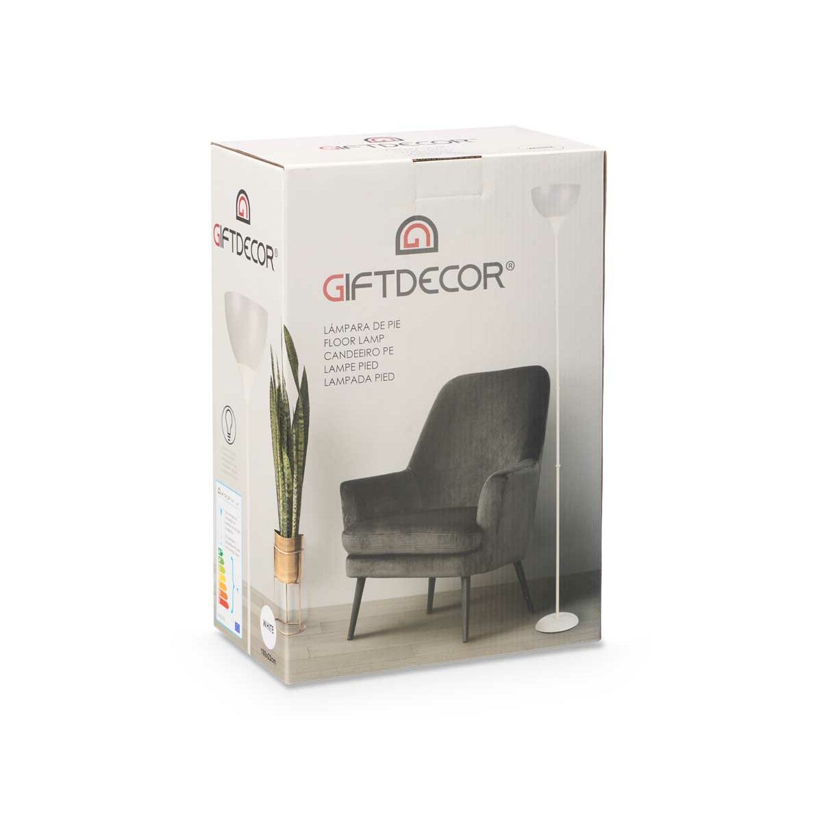 Floor Lamp CE13581-3(133) White 60 W 220-240 V 22 x 185 x 22 cm (2 Units)-2