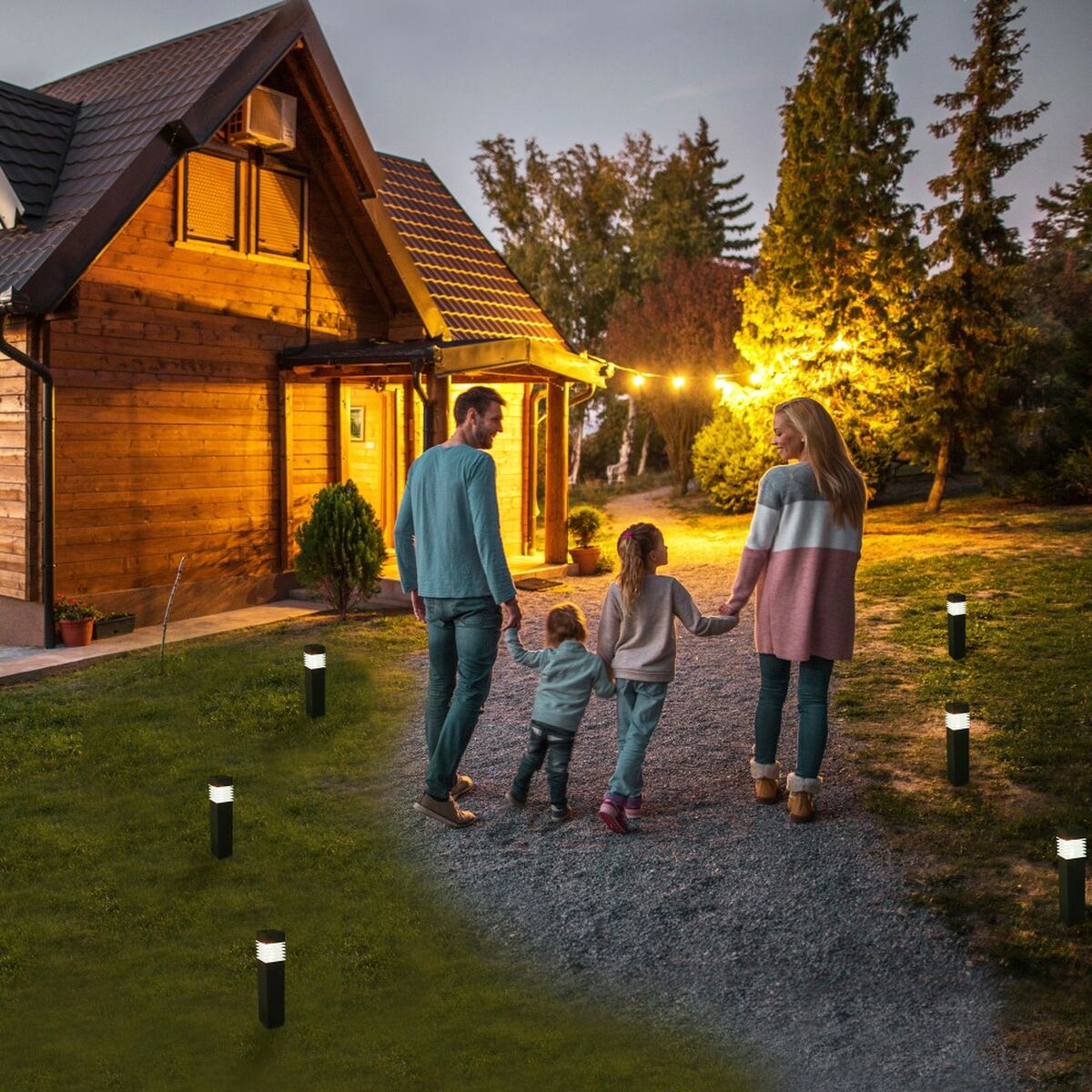 Set of solar garden lights Aktive 4 Pieces Plastic 6 x 39,5 x 6 cm (4 Units)-5