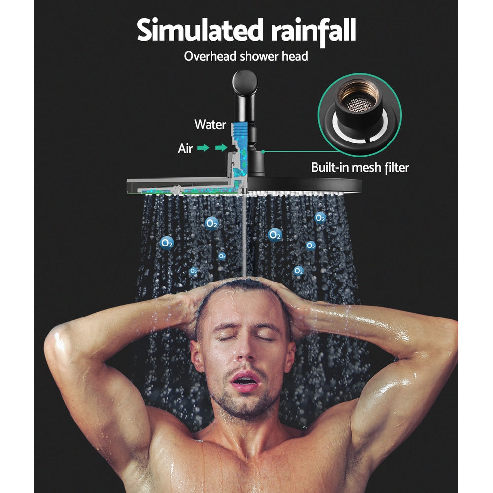 NNEDSZ 9 Rain Shower Head Mixer Round Handheld High Pressure Wall Black-3