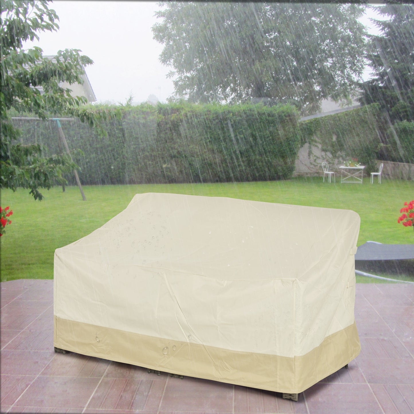 1 Piece Waterproof 3 Seat Rattan Patio Furniture Cover - 600D Oxford Cloth-1