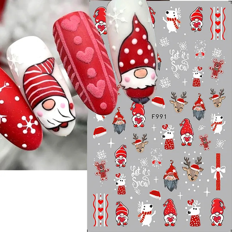 Winter Red Gonk Nail Art Sticker - Christmas Series-1
