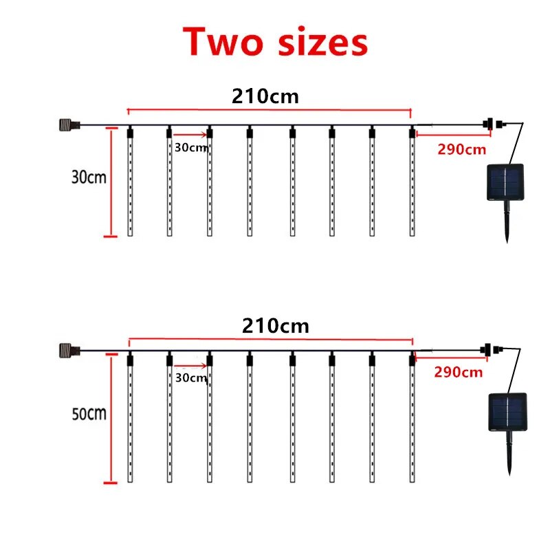 Solar LED Meteor Shower Rain Lights Holiday String Lights Waterproof Garden Light 8 Tubes 144 Leds Christmas Wedding Decoration-4