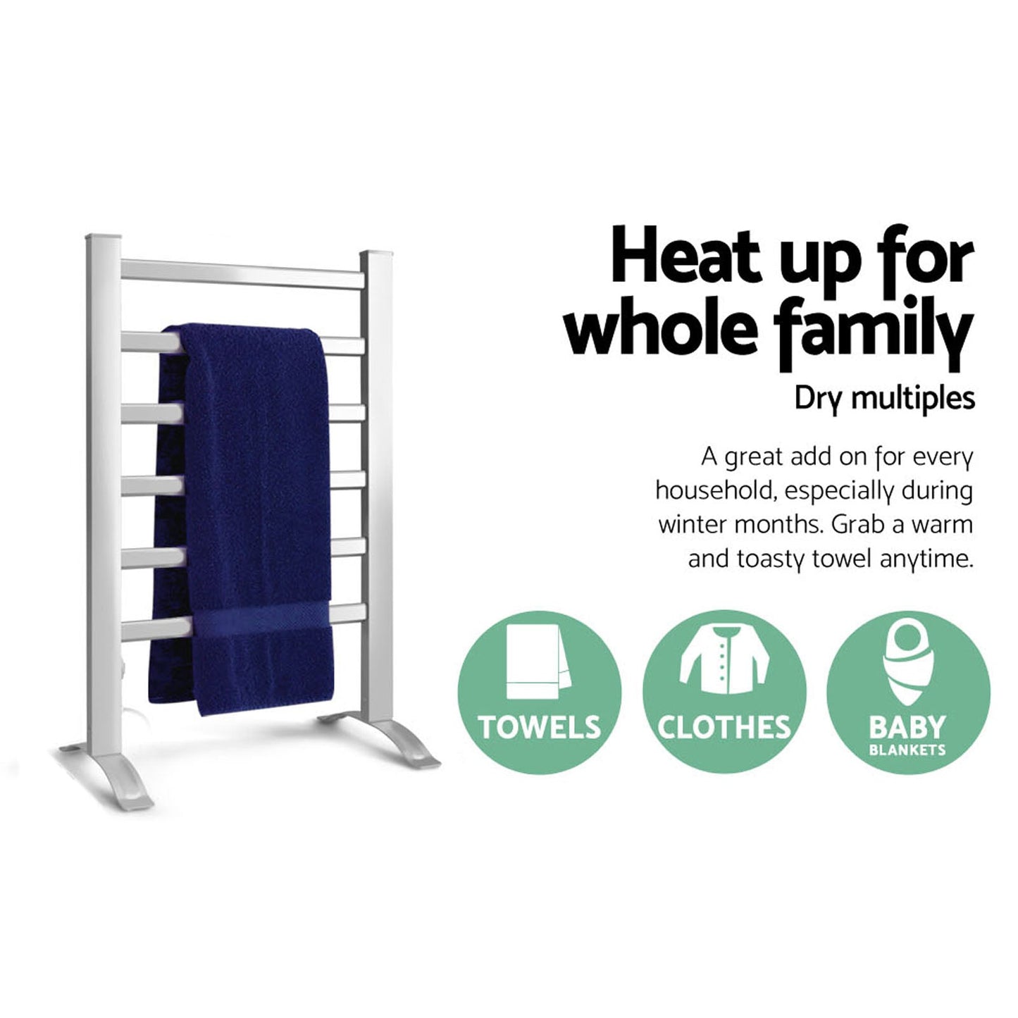 NNEDSZ Electric Heated Towel Rail Rails Warmer Rack Aluminium Bar Bathroom-4