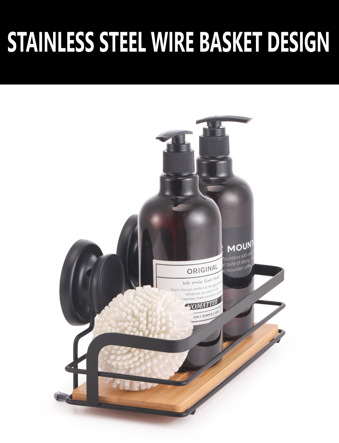 NNEDSZ 2 Pack Rectangular Bamboo Corner Shower Caddy Shelf Basket Rack with Premium Vacuum Suction Cup No-Drilling for Bathroom and Kitchen-4