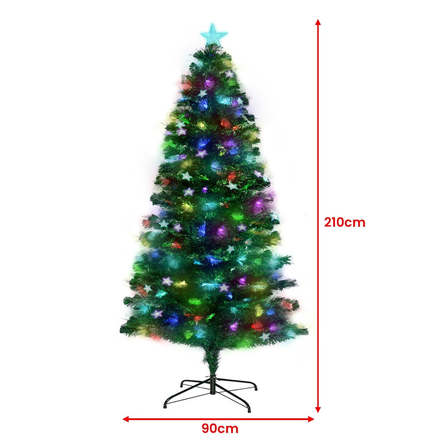 NNEDSZ Christabelle 2.1m Enchanted Pre Lit Fibre Optic Christmas Tree Xmas Decor-3