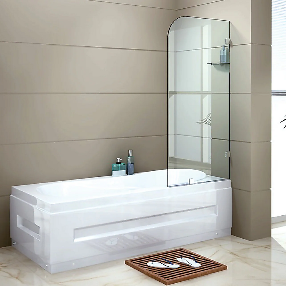 NNEDSZ 70cm Frameless Glass Bath Screen with Brackets - Black-0