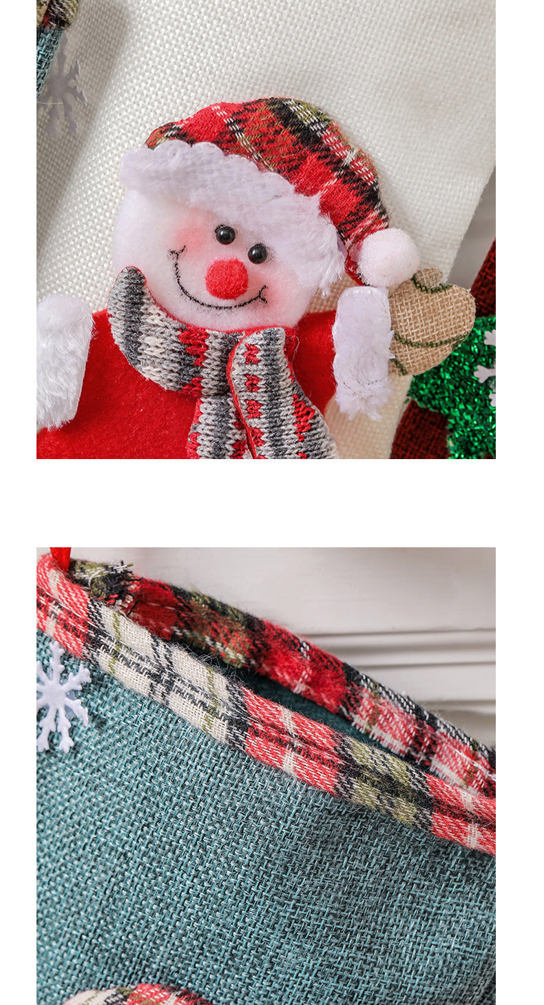 NNEDSZ Set of 4 Christmas Stockings with Santa, Reindeer, Snowman, and Teddy Bear - Holiday Mantel Decor-3