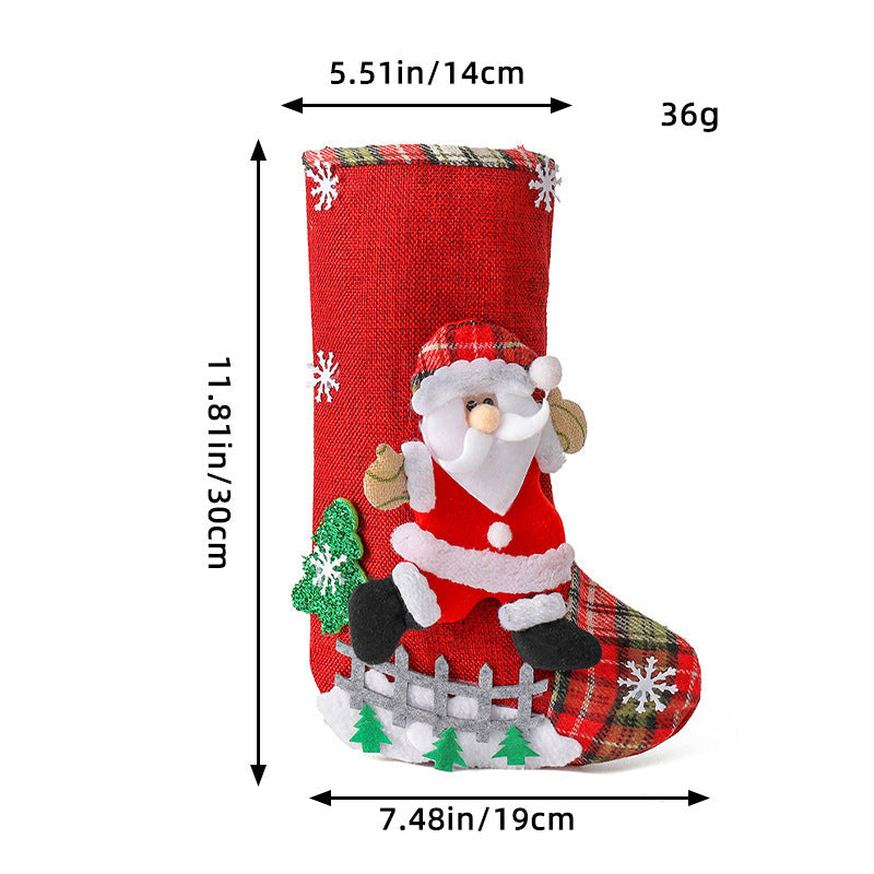 NNEDSZ Set of 4 Christmas Stockings with Santa, Reindeer, Snowman, and Teddy Bear - Holiday Mantel Decor-4